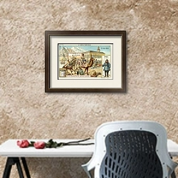 «Scenes on the Trans-Siberian Railway 3» в интерьере кабинета с песочной стеной над столом