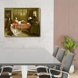 «The Banker's Private Room, Negotiating a Loan, 1870» в интерьере современного офиса над столом для конференций