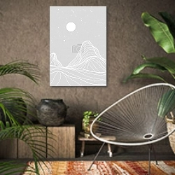 «Creative minimalist modern line art pattern» в интерьере комнаты в этническом стиле