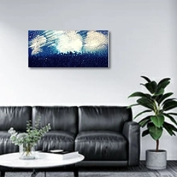 «Ликующая толпа на концерте» в интерьере офиса в зоне отдыха над диваном