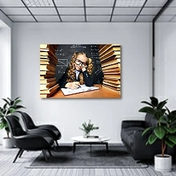 «Как учитель» в интерьере холла офиса в светлых тонах