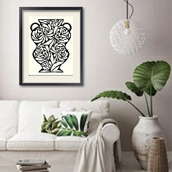 «Vase in white and black» в интерьере светлой гостиной в скандинавском стиле над диваном