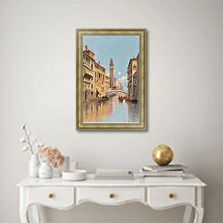 «Venice, a View of a Canal» в интерьере в классическом стиле над столом