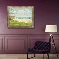 «Le Crotoy looking Upstream, 1889» в интерьере в классическом стиле в фиолетовых тонах