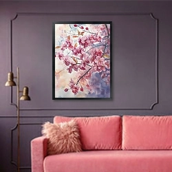 «Melody of the night» в интерьере гостиной с розовым диваном