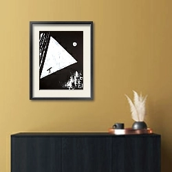«Black&White fantasies.  Telescope» в интерьере в стиле минимализм над комодом
