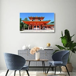 «Япония. Киото. Храм Хэйан-дзингу» в интерьере современной гостиной над комодом