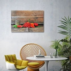 «Австрия. Тироль 3» в интерьере современной гостиной с желтым креслом