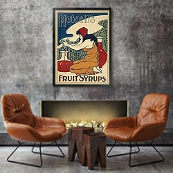 «Metcalf’s fruit syrups.» в интерьере в стиле лофт с бетонной стеной над камином