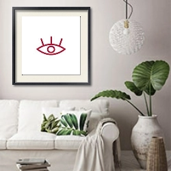 «Eye Very pery edition» в интерьере светлой гостиной в скандинавском стиле над диваном