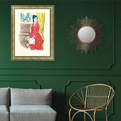 «Мадригалы pl 23» в интерьере классической гостиной с зеленой стеной над диваном