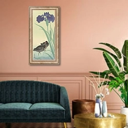 «Moorhens and iris» в интерьере классической гостиной над диваном