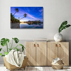 «Романтический закат на пляже» в интерьере современной комнаты над комодом