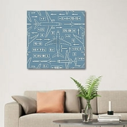 «Небесные маршруты» в интерьере современной светлой гостиной над диваном