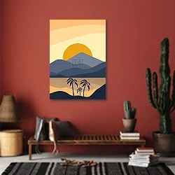 «Светлый горизонт» в интерьере прихожей в этническом стиле с красной стеной