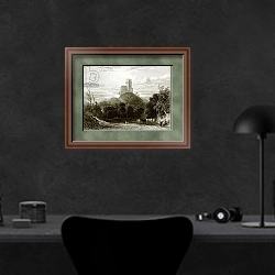 «Greifenstein» в интерьере кабинета в черных цветах над столом