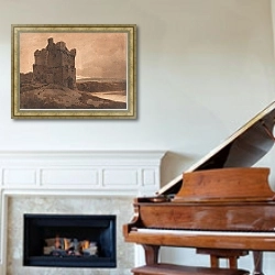 «A Border Tower» в интерьере гостиной с розовым диваном