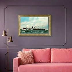 «Het stoomschip met hulpzeilvermogen ‘Kroonland’» в интерьере гостиной с розовым диваном