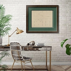 «Подлец» в интерьере кабинета с кирпичными стенами над столом