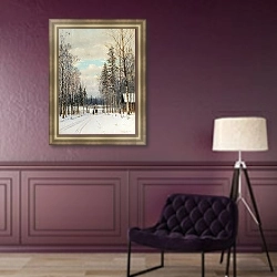 «Зима. У околицы. 1883» в интерьере в классическом стиле в фиолетовых тонах