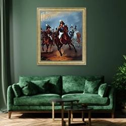 «Nicholas I with his officers, 1835» в интерьере зеленой гостиной над диваном