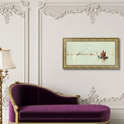 «Венецианский морской пейзаж» в интерьере в классическом стиле над банкеткой