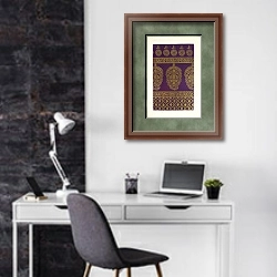 «Indian Scarf in Purple Muslin, with Pattern in Gold Printing» в интерьере кабинета в черно-белых цветах
