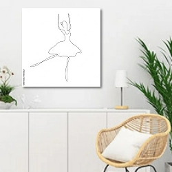 «Танцующая балерина 2» в интерьере гостиной в скандинавском стиле над комодом