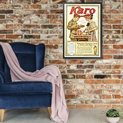 «Karo» в интерьере в стиле лофт с кирпичной стеной и синим креслом