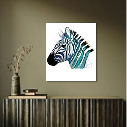 «Портрет голубой зебры» в интерьере в этническом стиле в коричневых цветах