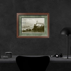 «Villa Doria, Genoa» в интерьере кабинета в черных цветах над столом