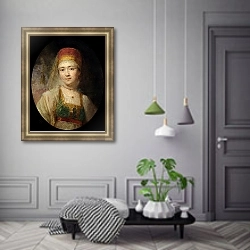 «Портрет торжковской крестьянки Христиньи» в интерьере коридора в классическом стиле