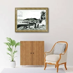 «View of Rio de Janeiro from the church of St.Bento drawn by Fleury, engraved by Aubert, 1838» в интерьере в классическом стиле над комодом