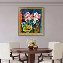 «Розовые розы» в интерьере столовой в классическом стиле