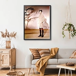 «Хепберн Одри 364» в интерьере гостиной в стиле ретро над диваном