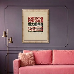 «Damask Coverlet» в интерьере гостиной с розовым диваном