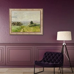 «Landscape, Full View of Argenteuil, 1872» в интерьере в классическом стиле в фиолетовых тонах