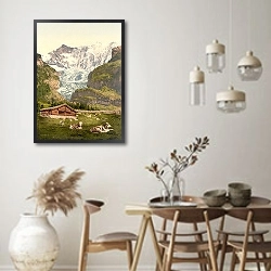 «Швейцария. Гриндельвальд, шале в горах» в интерьере столовой в стиле ретро