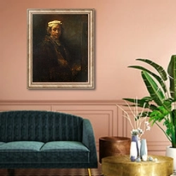 «Автопортрет 40» в интерьере классической гостиной над диваном