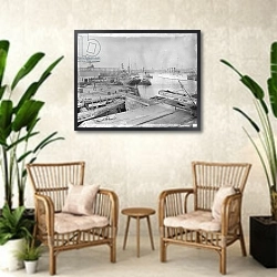 «Brooklyn Navy Yard» в интерьере комнаты в стиле ретро с плетеными креслами