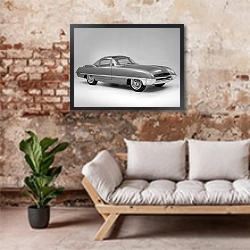 «Ford Cougar Concept Car '1962» в интерьере гостиной в стиле лофт над диваном