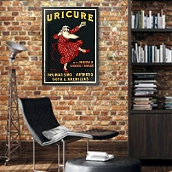 «Uricure» в интерьере кабинета в стиле лофт с кирпичными стенами