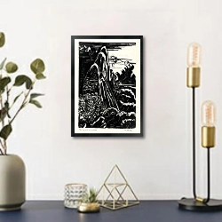 «Циклопические горы, Голландская Новая Гвинея» в интерьере в стиле ретро над столом