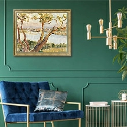 «Вид на Антиб» в интерьере в классическом стиле с зеленой стеной