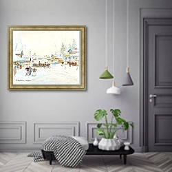 «Зимний пейзаж» в интерьере коридора в классическом стиле