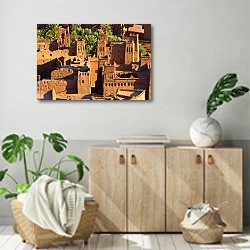 «Глиняные дома Айт-Бен-Хадду в Марокко» в интерьере современной комнаты над комодом