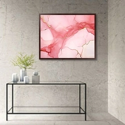 «Abstract pink and gray ink art 4» в интерьере в стиле минимализм над столом