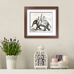 «Elephant in Oude, antique Indian northern kingdom, By unidentified author, published on L'Illustrati» в интерьере в стиле прованс с лавандой и свечами
