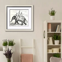 «Elephant in Oude, antique Indian northern kingdom, By unidentified author, published on L'Illustrati» в интерьере комнаты в стиле прованс с цветами лаванды