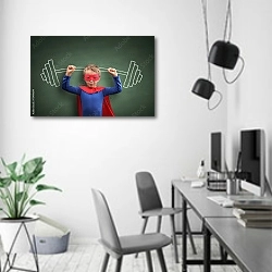 «Мальчик супергерой » в интерьере современного офиса в минималистичном стиле